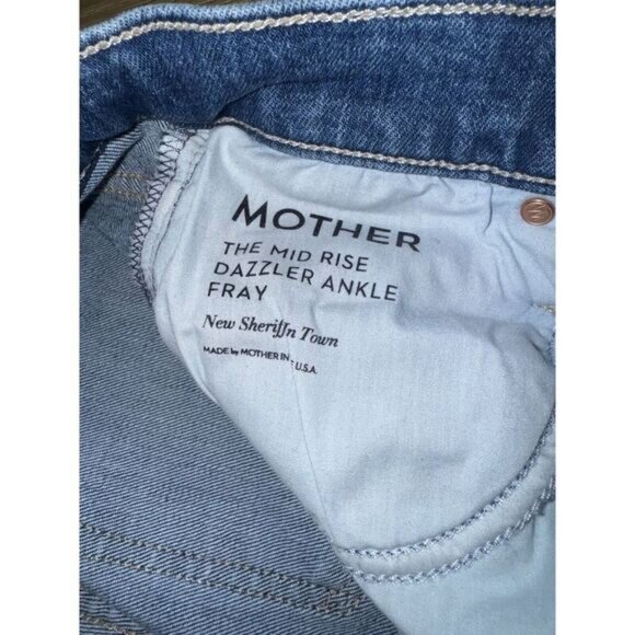 MOTHER The Mid Rise Dazzler Ankle Fray Jeans New Sheriff In Town Size 24 - Picture 3 of 9